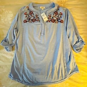 Style & Co Woman’s 2X Light Blue Knit Top